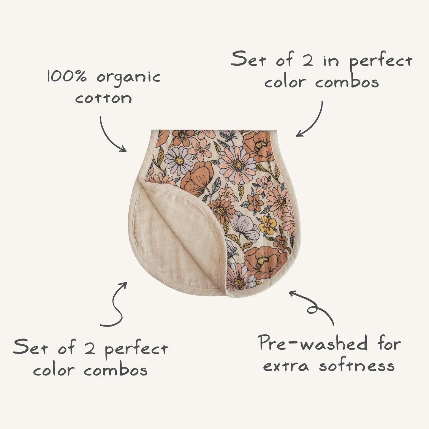 Organic Cotton Muslin Burp Cloth 2-Pack | Natural/Fog