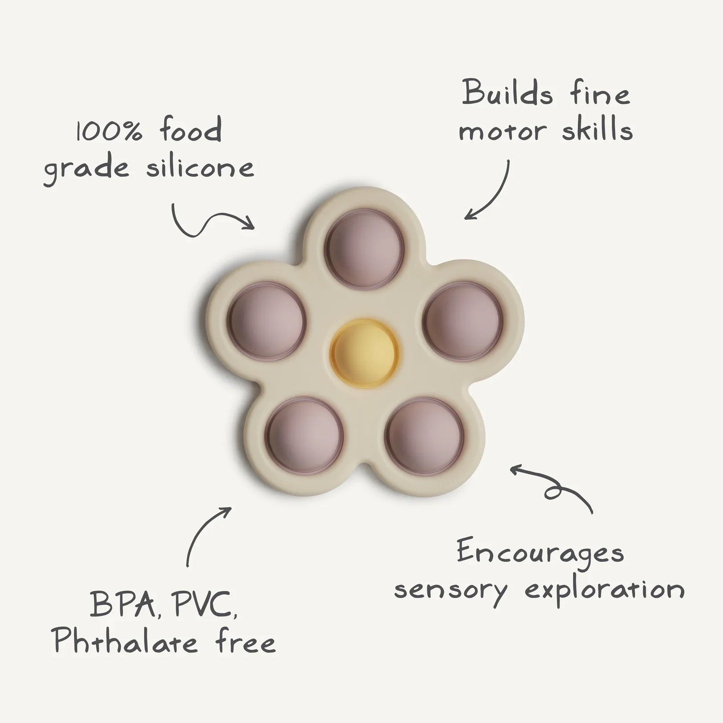 Flower push toy - Soft Lilac/Daffodil/ Ivory
