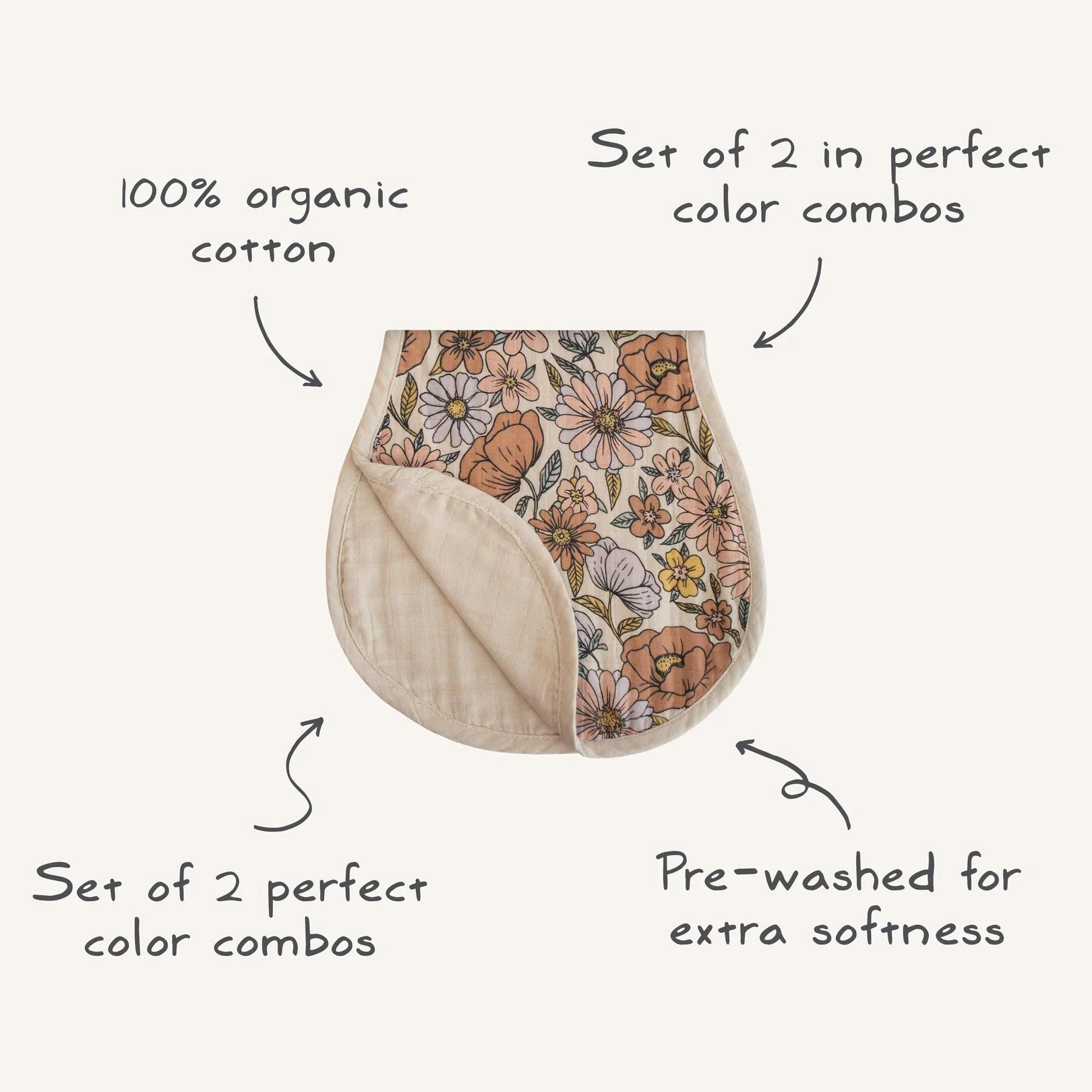 Organic Cotton Muslin Burp Cloth 2-Pack | Natural/Fog