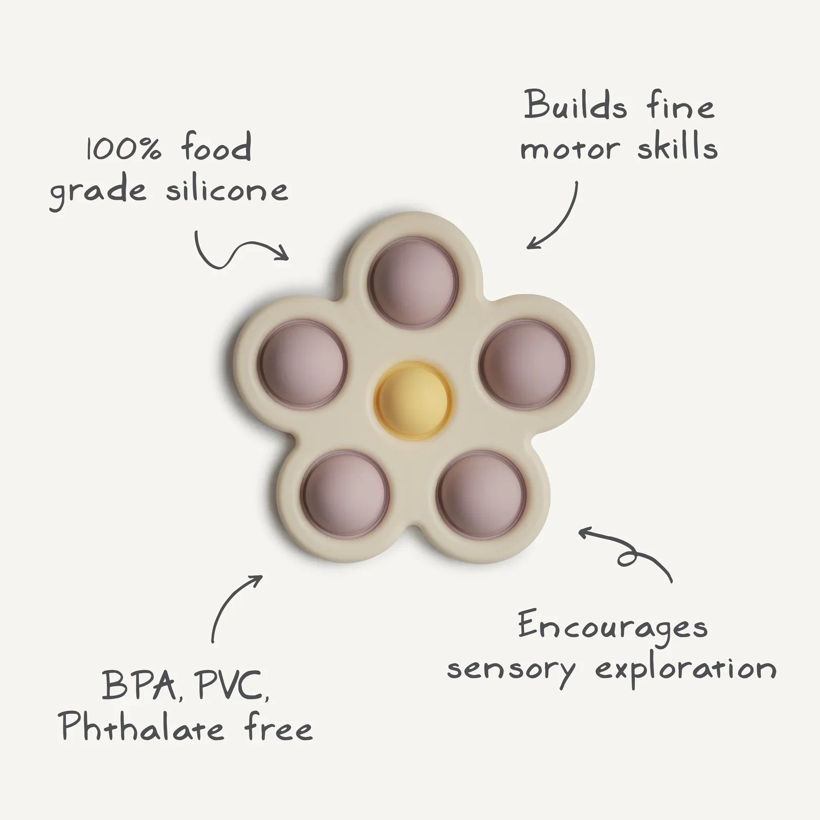 Flower push toy - Soft Lilac/Daffodil/ Ivory